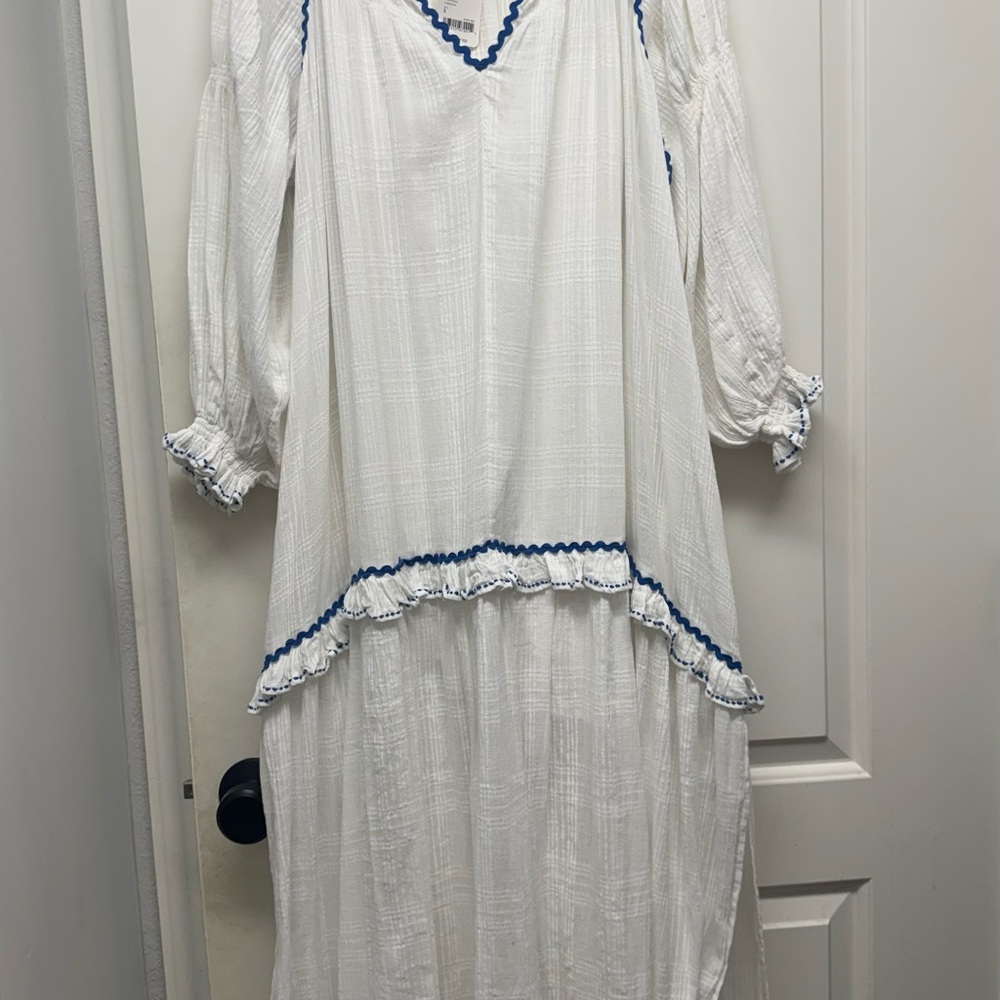 Free people Maxi Dress: White with Blue Trim